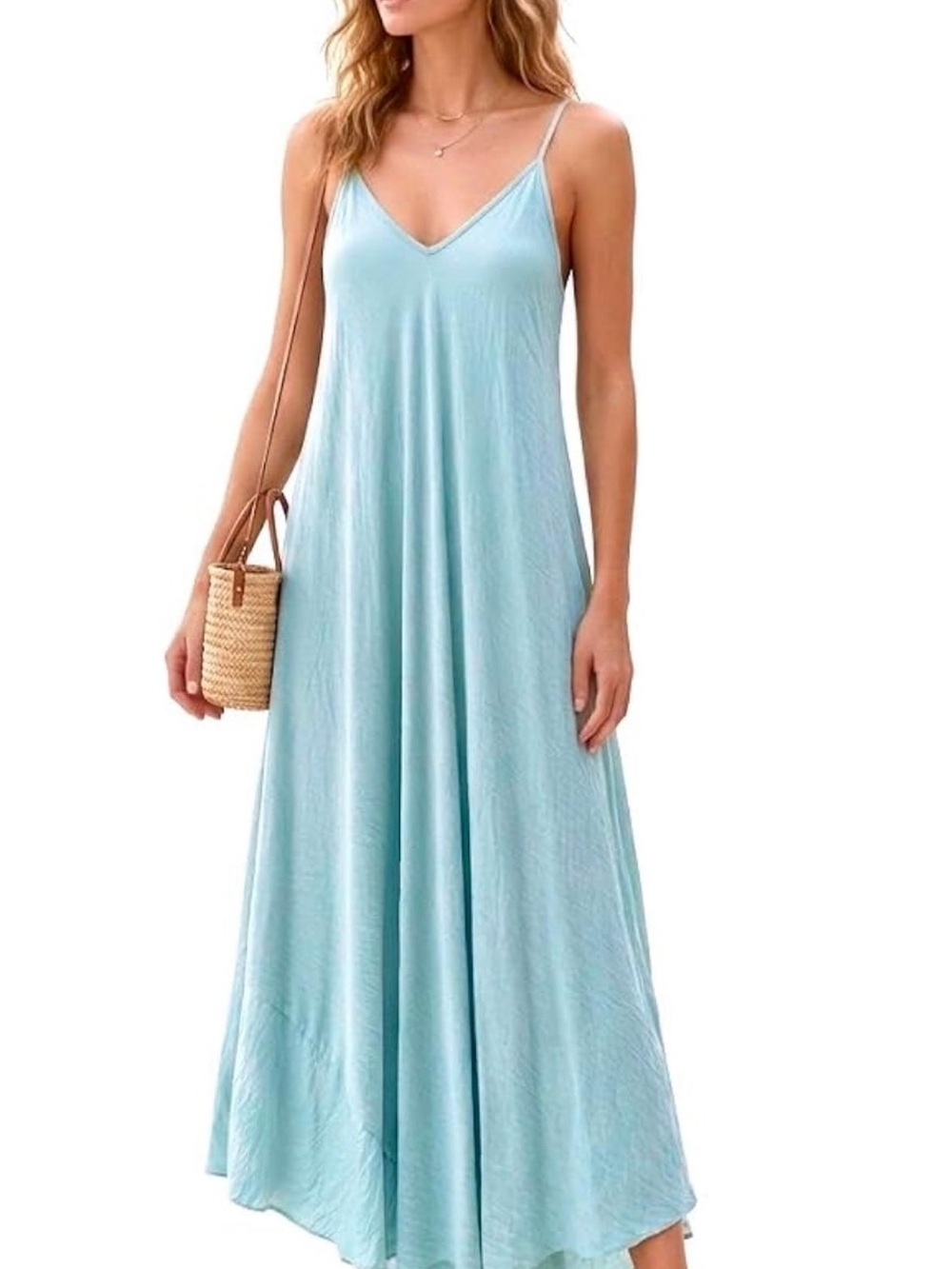 Summer Maxi Dress V-Neck With Spaghetti Straps - Sundress